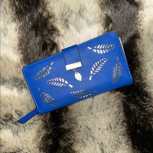 Blue Wallet with Metallic Accents
